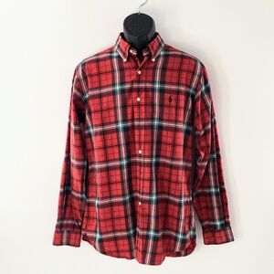 Ralph Lauren Men Oxford Shirt Red Plaid Clasic Fit Cotton Twill Button Down Sz M